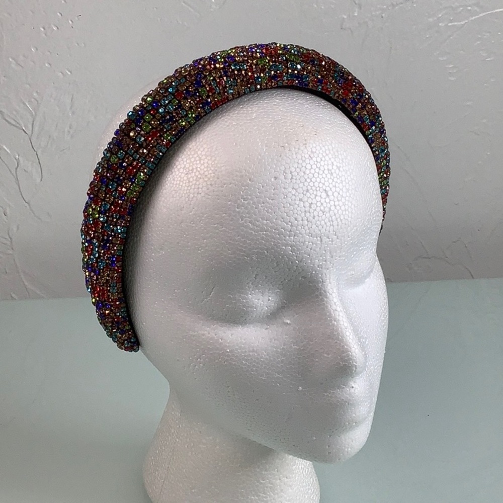 Rhinestones Crystals Padded Multicolor headband size Adult NWOT